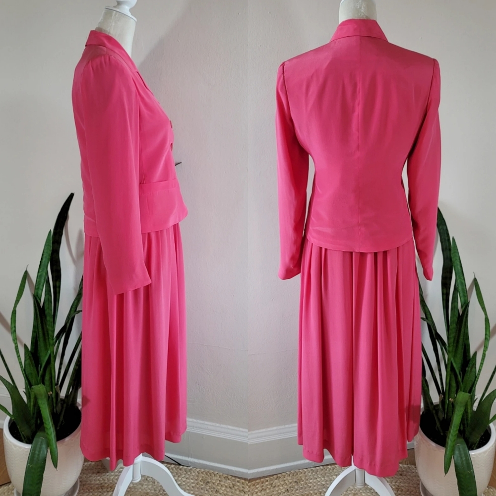 VTG 80s Silk David Hollis Skirt Set - Picture 6 of 12